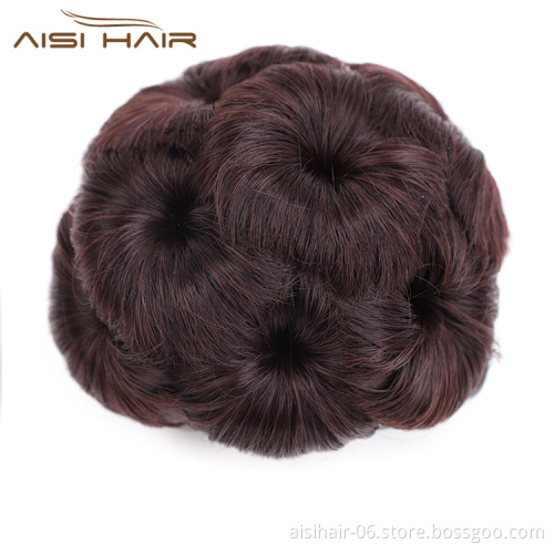 Aisi Hair Brown Nine Flowers Heat Resistant Synthetic Fiber Chignon Plastic Comb Hair Extension Curly Clip In Hair Bun For Women